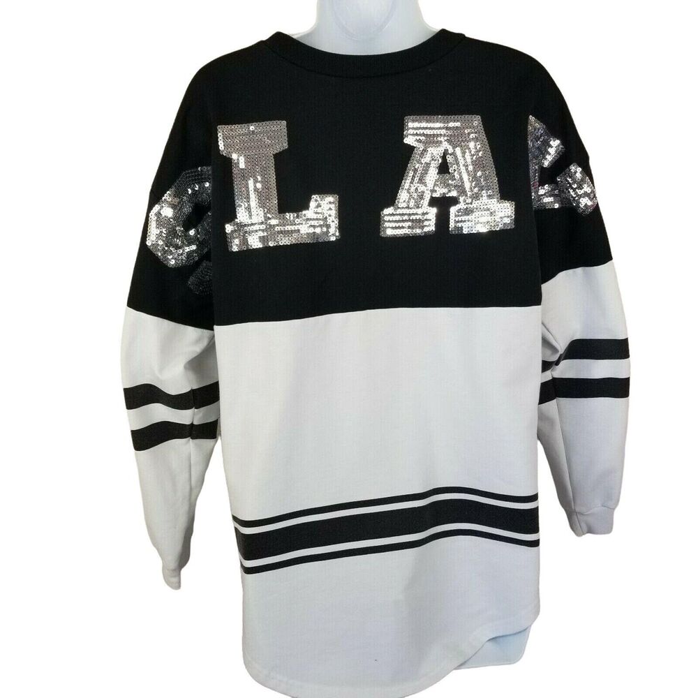 Rue 21 Shirt Top Womens Juniors Medium SLAY Silver Sequin Long Sleeve Pocket - Picture 2 of 8